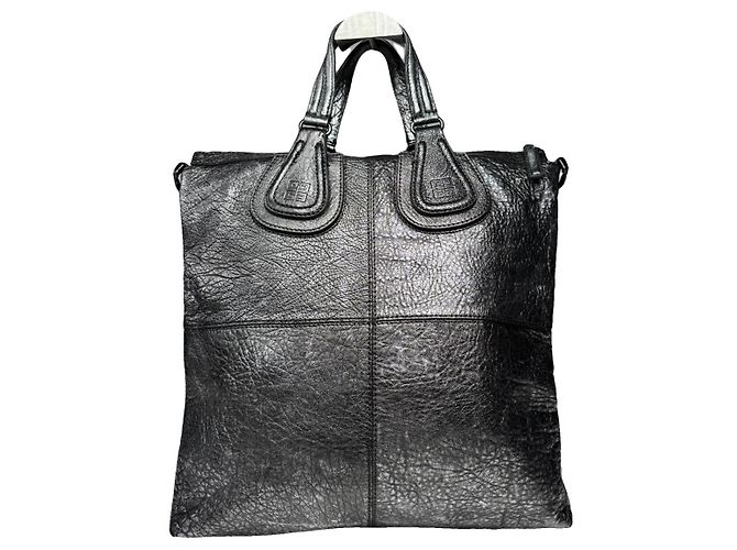 Bolsa de couro prateado Givenchy Nightingale Prata