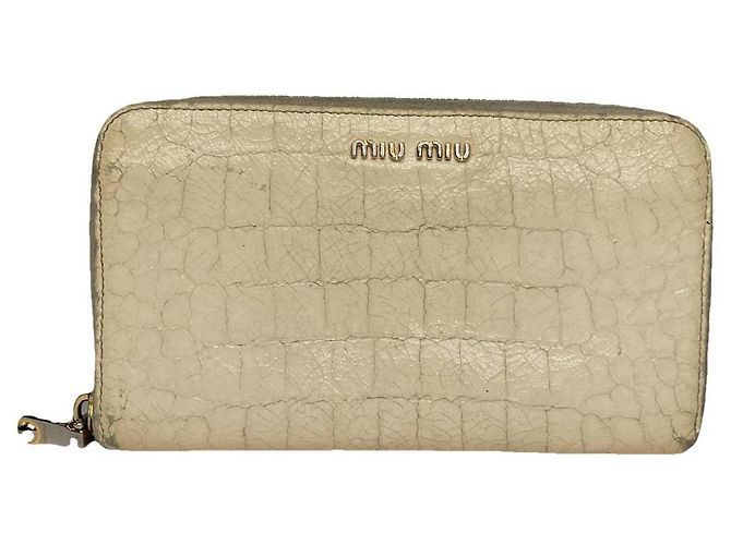 Cartera de cuero blanco Miu Miu