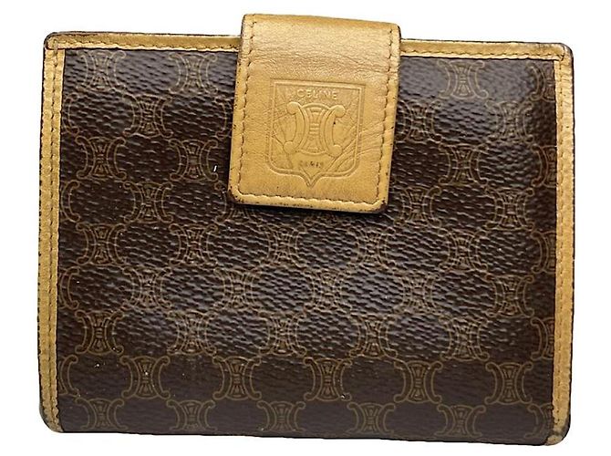 Céline Celine Triomphe Brown Leather Wallet