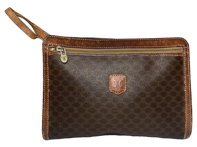 Céline Celine Triomphe Vintage Braune Leder Clutch