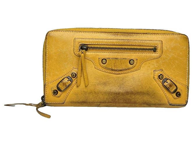 City Cartera de cuero amarilla Balenciaga Amarillo