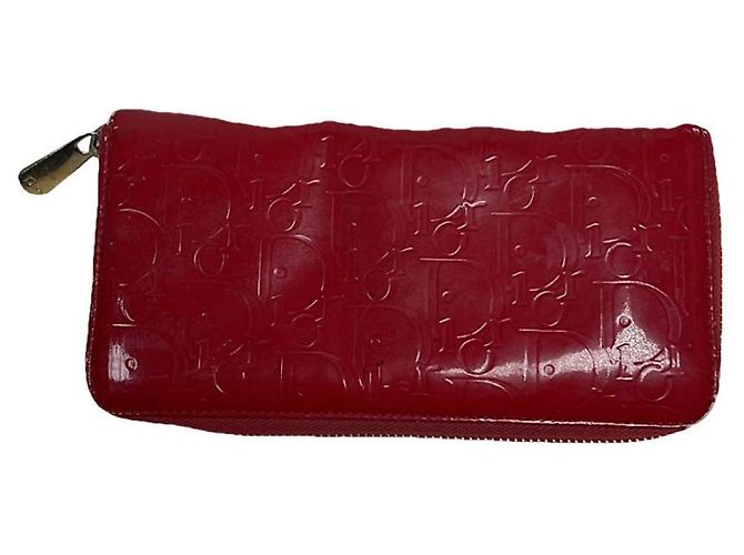 Dior Lady Dior Red Patent Leather Wallet