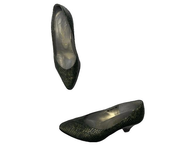 Talons en cuir vert Yves Saint Laurent 