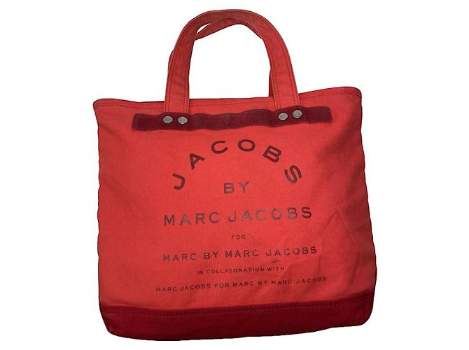 Sac à main en coton rouge The Tag Tote de Marc Jacobs