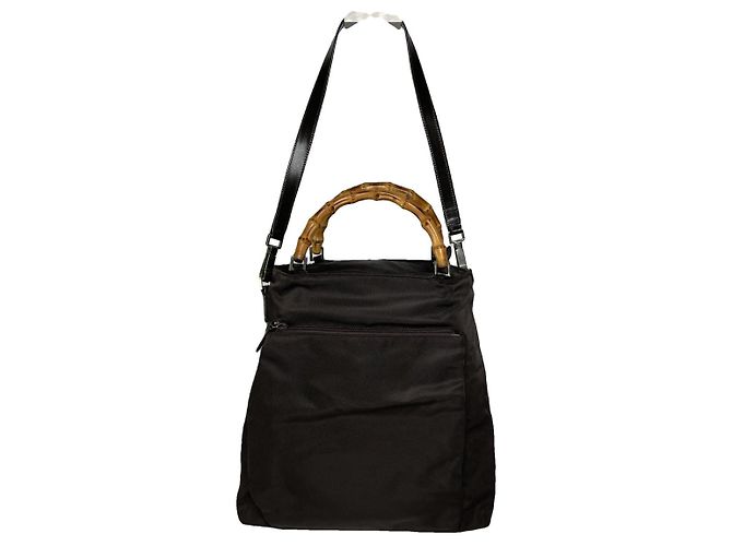 Bamboo Sac à main en polyester marron vintage Gucci avec bambou