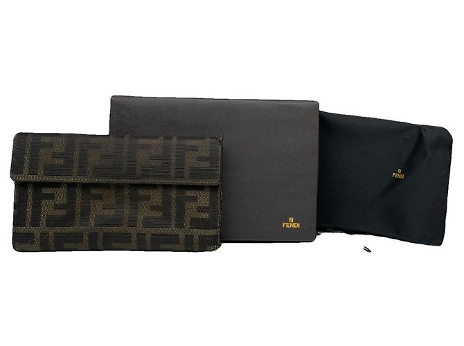 Billetera de algodón marrón Fendi Baguette Castaño