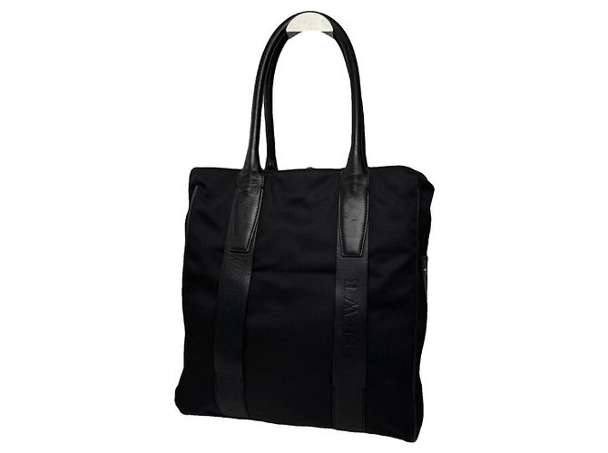 Bolso de mano de algodón negro Loewe Puzzle