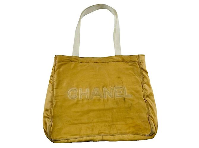 Bolso de mano de algodón amarillo Chanel Deauville