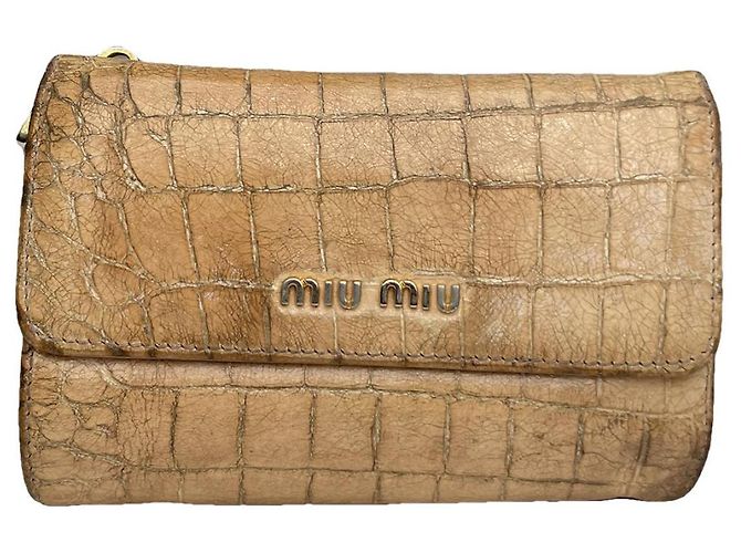 Cartera de cuero beige Miu Miu