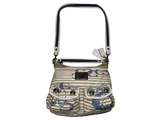 Bolso de mano de algodón blanco Sufflette Signature de Coach