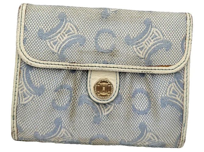 Céline Celine Triomphe White Leather Wallet