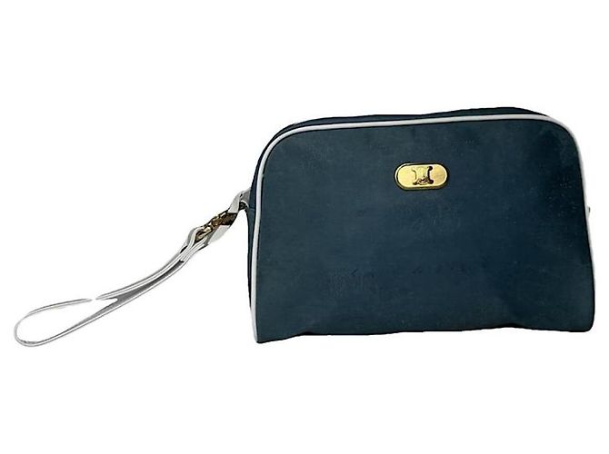 Céline Celine Triomphe Vintage Braune Polyester Clutch Tasche