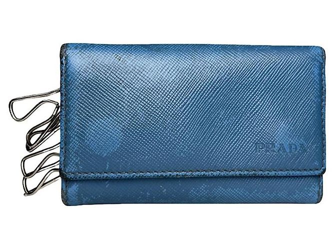 Prada blaue Lederhandtasche