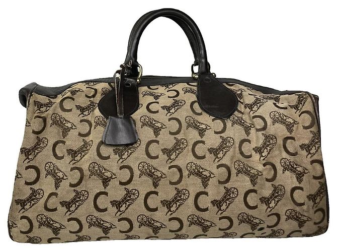 Céline Bolsa de viagem em algodão Celine Brown Marrom