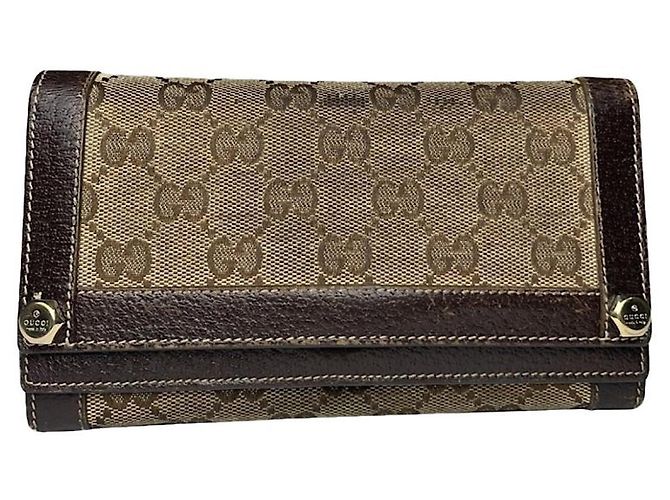 Billetera de algodón beige Gucci GG Blooms