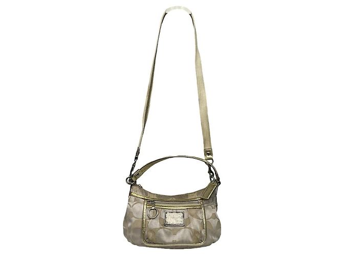 Coach Signature Sufflette silberne Lederhandtasche