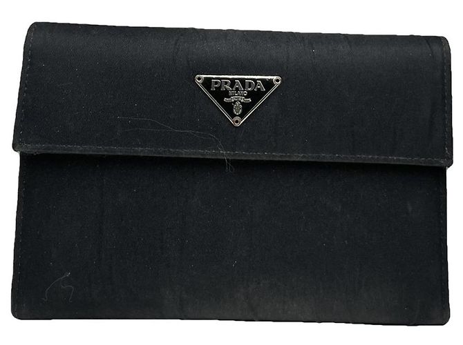 Portafoglio in pelle nera Prada Tessuto Nero