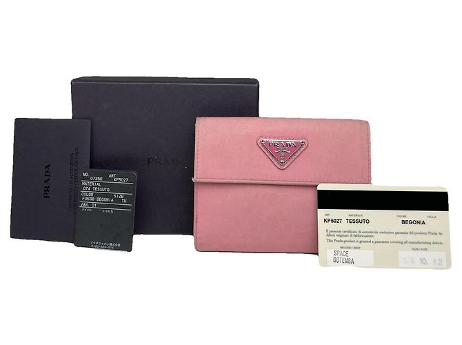 Prada Tessuto  Pink Leather Wallet