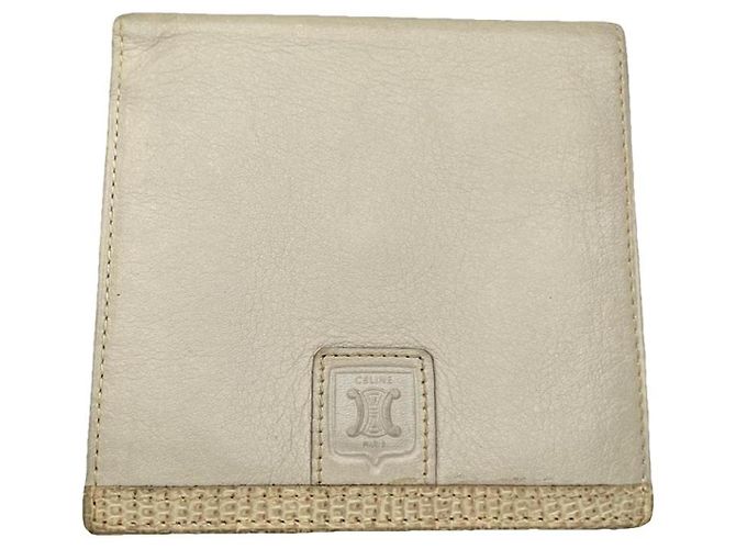 Céline Celine Triomphe White Leather Wallet