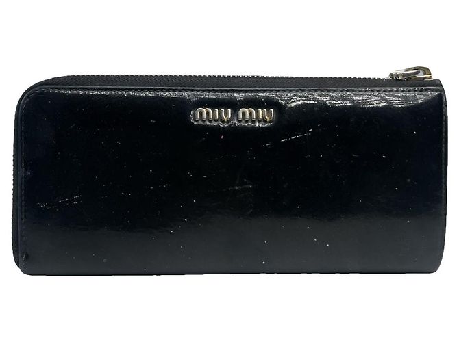 Portafoglio in pelle nera Miu Miu Nero