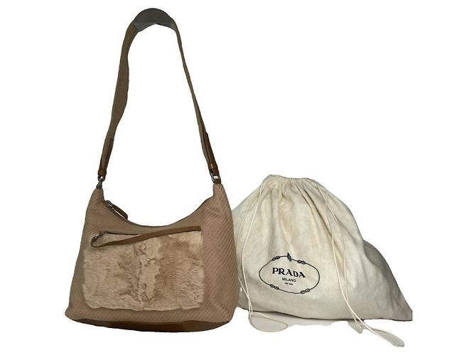 Prada Cleo Beiger Pelz-Handtasche