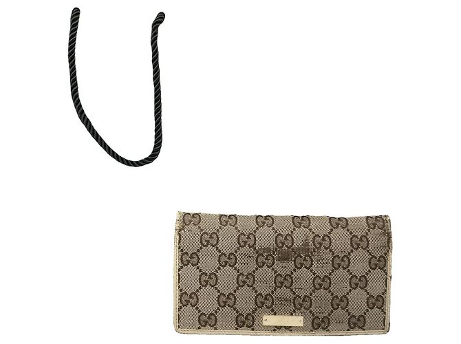 Billetera de algodón beige Gucci Horsebit 1955