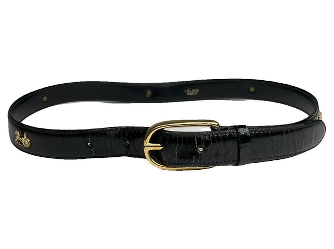 Céline Celine Triomphe schwarze Lackledergürtel 