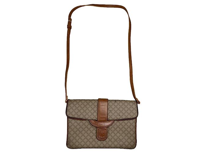 Céline Sac à main en lin beige Celine Triomphe