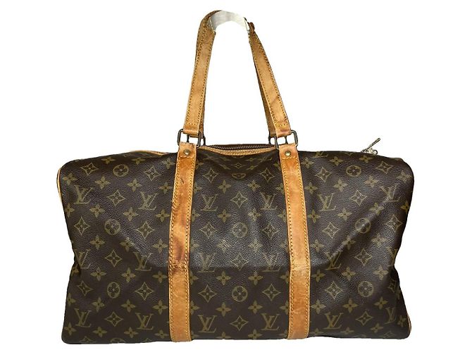 Sac de voyage en cuir marron Keepall Louis Vuitton