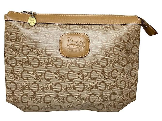 Céline Celine Triomphe Vintage Braune Leder Clutch Tasche