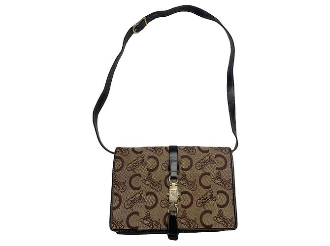 Céline Bolsa de couro marrom Celine Crécy