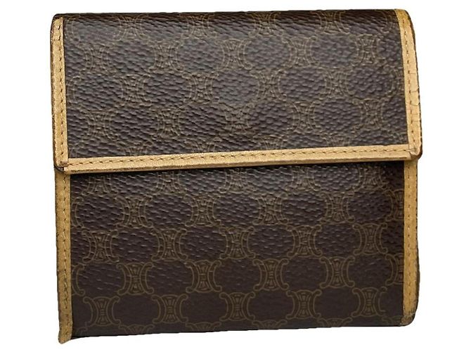 Céline Celine Triomphe Brown Leather Wallet