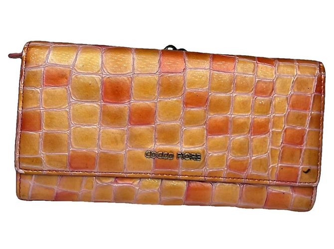 Autre Marque Cartera de cuero naranja sin firmar