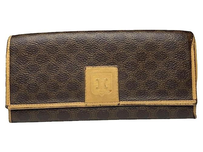 Céline Celine Triomphe Brown Leather Wallet