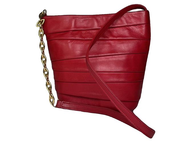 Rote Lederhandtasche von Gianni Versace