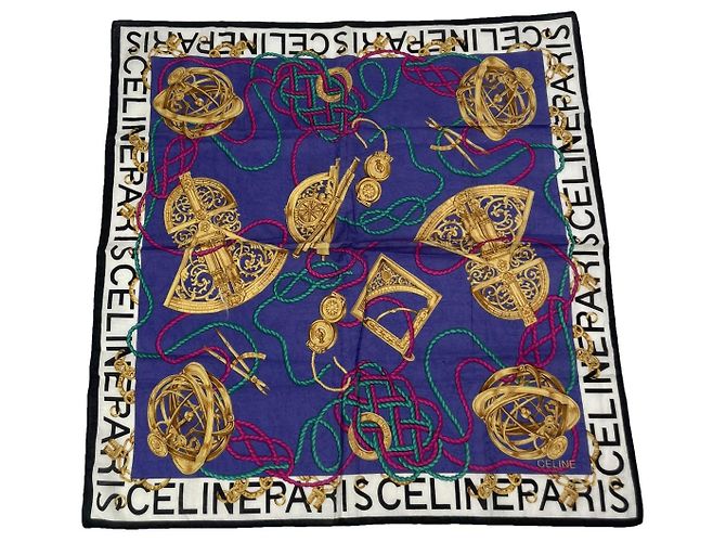 Céline Cachecol de seda roxa Celine Roxo
