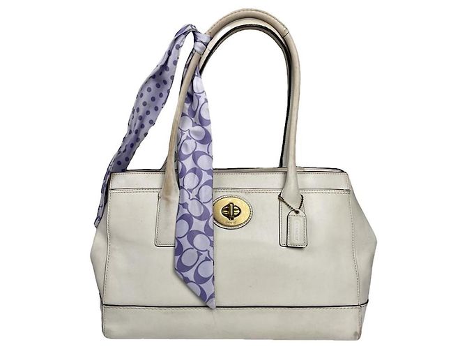 Bolsa de couro branco Coach Crossgrain Kitt Carry All