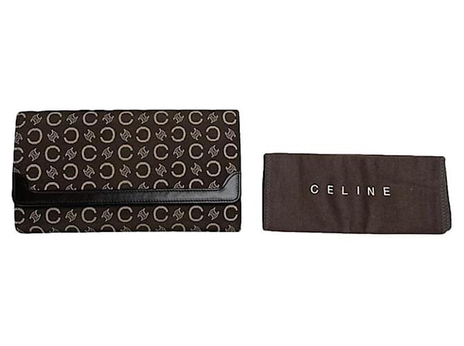 Céline Celine Triomphe Brown Cotton Wallet  ref.2031927