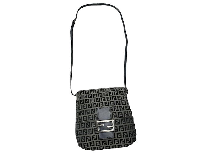 Fendi Baguette schwarze Baumwollhandtasche