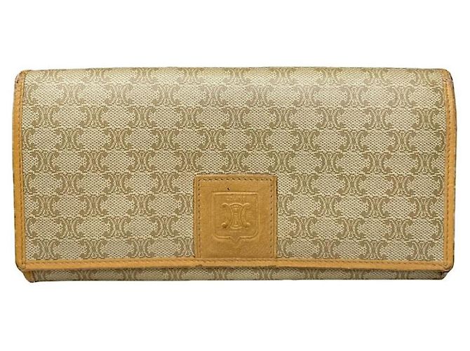 Céline Celine Triomphe Beige Leather Wallet