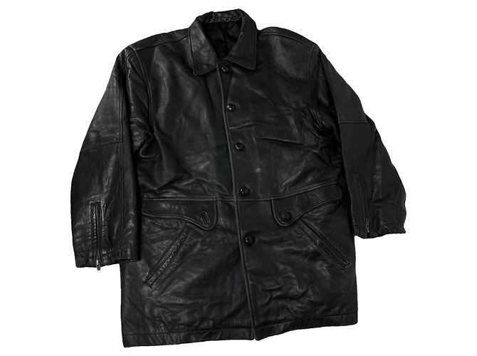Autre Marque Schwarzer Ledermantel von Kansai Yamamoto