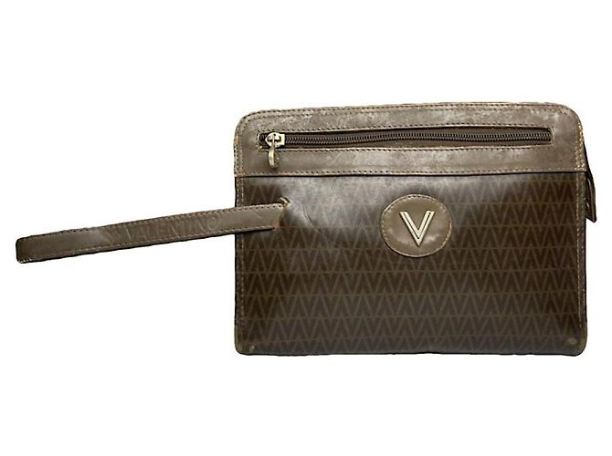 Autre Marque MARIO VALENTINO Braune Leder-Clutch