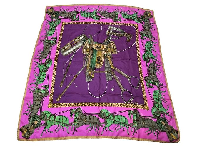 Céline Cachecol de seda roxa Celine Roxo