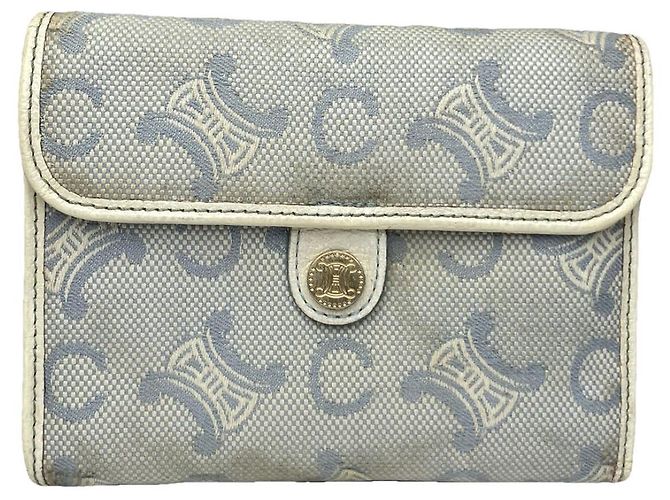 Céline Celine Triomphe White Leather Wallet