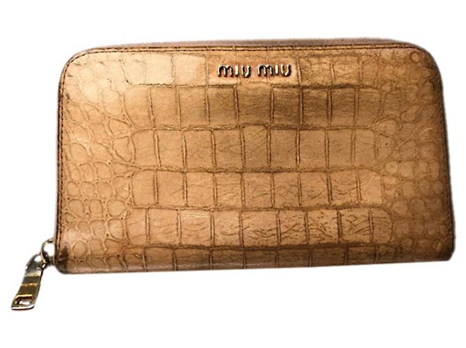 Portafoglio in pelle marrone Miu Miu 