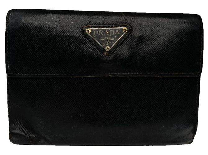 Prada Tessuto  Black Leather Wallet