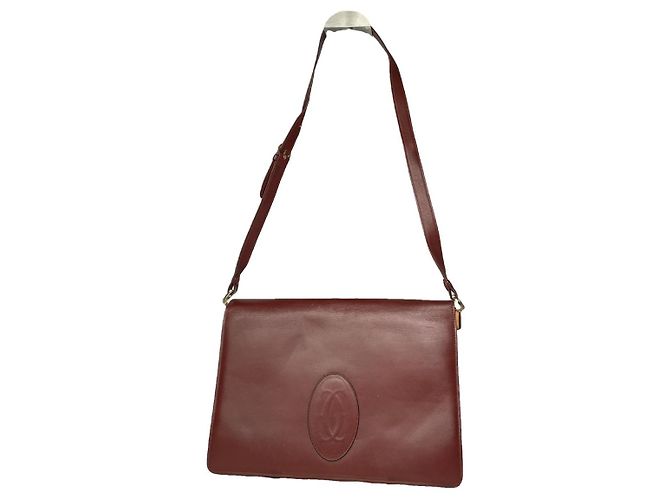 Bolso de mano de cuero burdeos Cartier C