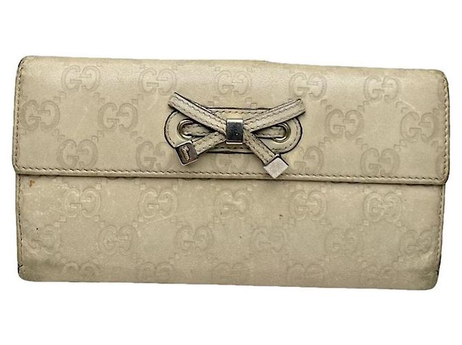 Cartera de cuero blanco Gucci GG Blooms