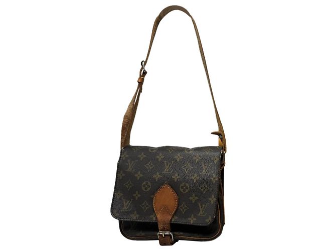 Bolsa de mão de couro marrom Louis Vuitton Bérangère
