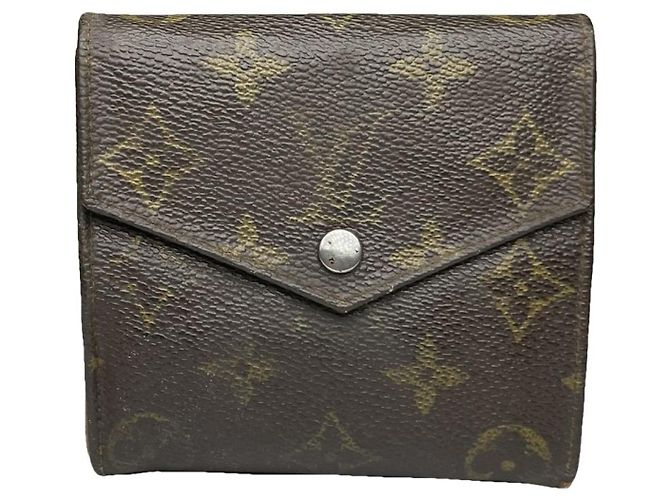 Carteira de couro marrom Louis Vuitton Flore